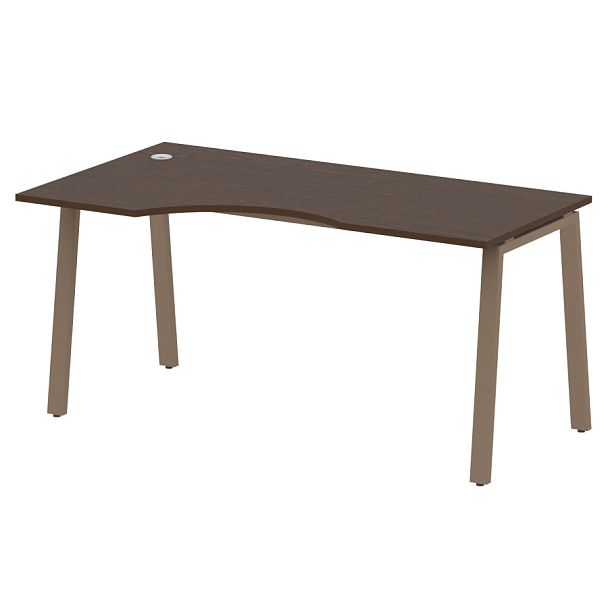 Metal System Стол криволинейный левый на А-образном м/к БА.СА-1 (L) Венге/Мокко металл 1600*900*750 - Вид 1