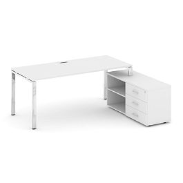 Style Project Direct Lux Стол письменный с греденцией правой M-SN-6P.SRG-015.M(R) Белый/Нержавеющая Сталь/Хром 1780*700*750 - Фото предпросмотра