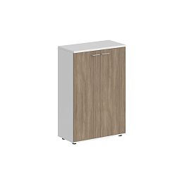 Шкаф средний 800х400х1200, 2-х дв., з.ст ЛДСП / корпус: белый;  фасады: дуб темный Сигма / Sigma - Фото предпросмотра