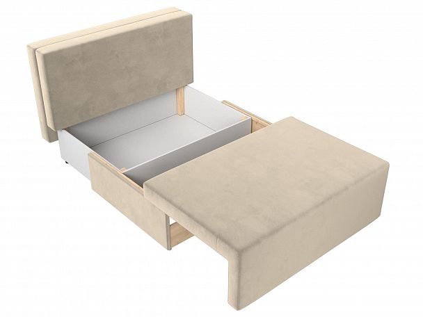 Диван прямой Лагуна (полностью микровельвет беж, кант микровельвет кор) - Вид 7