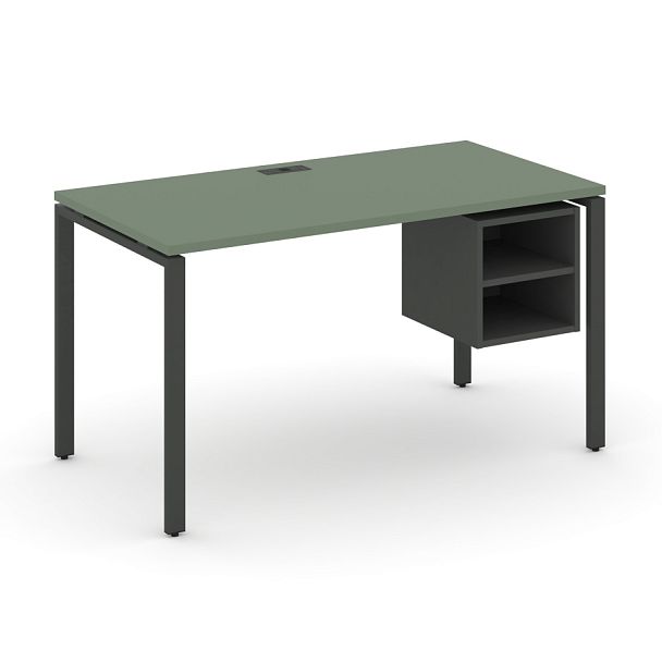 Concept Стол рабочий с подвесной тумбой с 2 открытыми нишами CN.SP-107 Кобо/Антрацит/Металл Антрацит 1380*720*750 - Вид 1