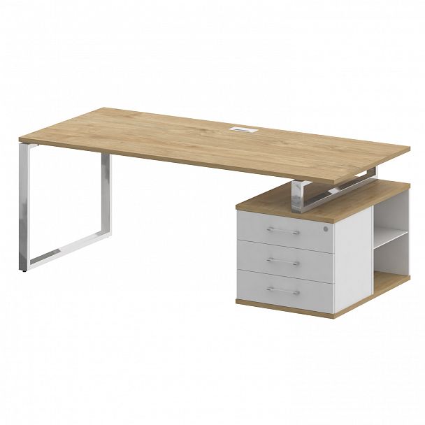 Стол с опорной тумбой "Shift" SK.SRT-200 тиквуд светлый/белый бриллиант - Вид 3