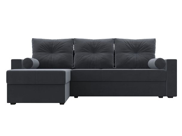 Диван угловой Верона Лайт угол левый (полностью велюр серый) - Вид 2