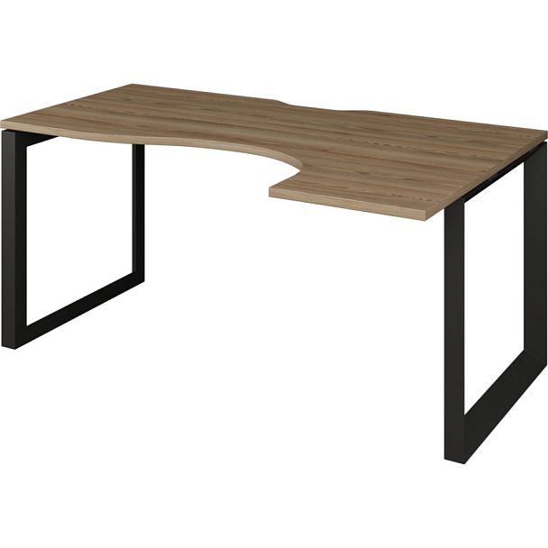 Стол эргономичный правый на металлокаркасе НТМП.О-060.ПР Дуб сафари/Антрацит 1600x1000x750 Аргентум-МП - Вид 1