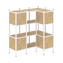 Loft Угловой внутренний стеллаж наборный VR.L-29 Тиквуд светлый/Белый металл 1278*862*1458 - Фото предпросмотра