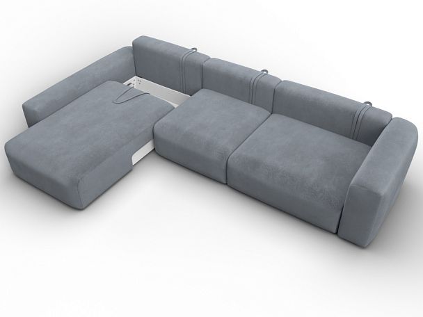 Диван угловой Лига-066 НПБ Лонг угол левый Велюр серый - Вид 8