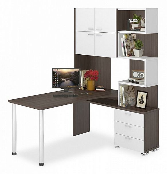 Стол компьютерный Домино СР-500М/160 Белый/Шамони правый - Вид 1