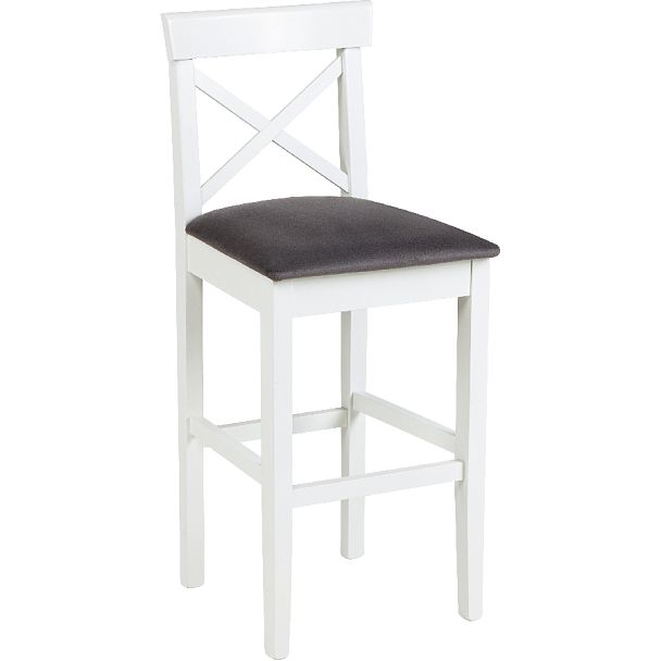 Комплект деревянных полубарных стульев с мягким сиденьем Бергольф Белый/Серый велюр, 4 шт. - Вид 3
