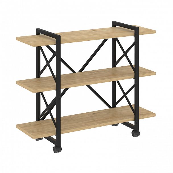 Стеллаж на колесах "Loft" VR.L-MST.K-3.8V тиквуд светлый/черный - Вид 1