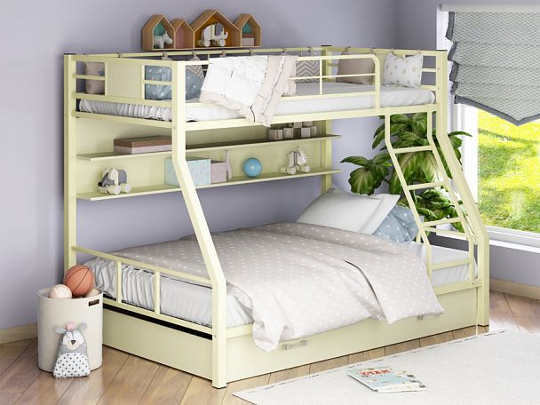 Двухъярусная кровать "Гранада-1ПЯ" слоновая кость - Вид 1