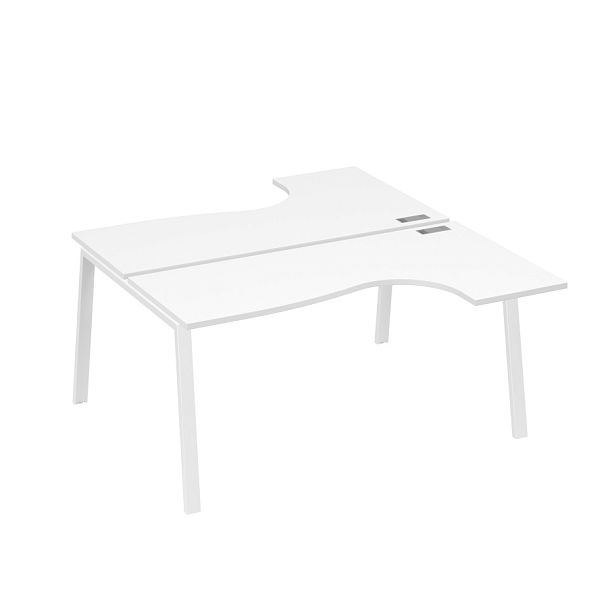 Рабочая станция на опорах TRE (2х160) столы Классика A4 А4 Б3 182  БП белый премиум / металлокаркас белый - Вид 1