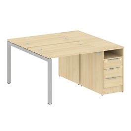 Metal System Quattro Р. ст. с тумбой на П-образном м/к 50БП.РС-СТП-2.1 Акация/Серый металл 1412*1475*750 - Фото предпросмотра