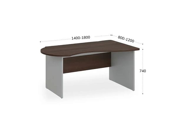 БЕРЛИН / BERLIN Стол асимметричный правый 1600х1000х740 Венге/Серый - Вид 2