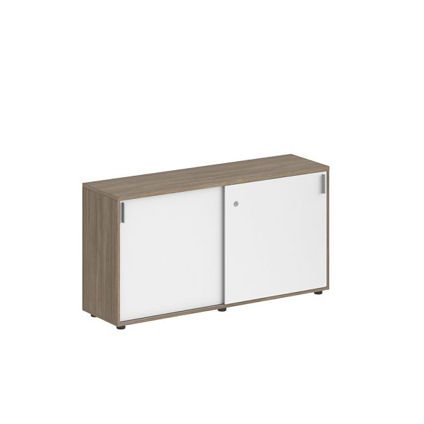 Шкаф купе 1238х400х750 низкий, с замком / корпус: дуб темный, фасады: белый Сигма / Sigma - Вид 1