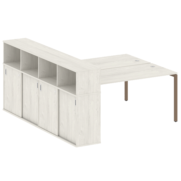 Metal System Quattro Р. ст. с шкафом-купе на П-образном м/к 40БП.РС-СШК-4.4 Т Дуб наварра/Мокко металл 2010*2332*1098 - Вид 1