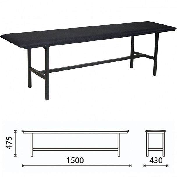 Банкетка без спинки "Берта", 1500х430х475 мм, усиленная, черный каркас, кожзам черный, разборная - Вид 2