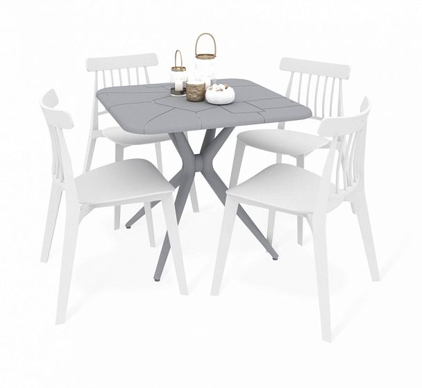 Обеденная группа Sheffilton SHT-DS198 серый/белый - Вид 1