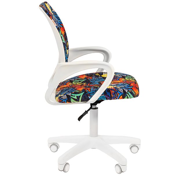 Кресло CHAIRMAN KIDS 103 LT, пластик белый, ткань велюр, принт CRAZY - Вид 3