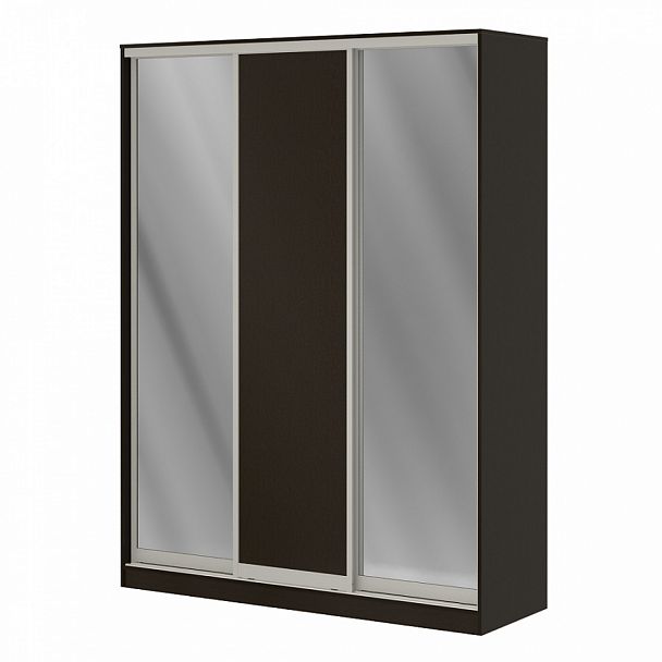 Шкаф купе 1,8 м с двумя зеркальными и одной ЛДСП дверями "Система-M" ПК-ШК-КМШ240х180Д1/СЗ2-В1-179 дуб ферраре - Вид 1
