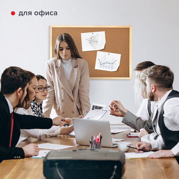 Доска пробковая для объявлений 60х90 см, деревянная рамка, ГАРАНТИЯ 10 ЛЕТ, РОССИЯ, BRAUBERG, 236860 - Вид 12