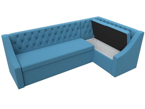 Диван кухонный угловой Мерлин правый угол Рогожка голубой - Вид 7