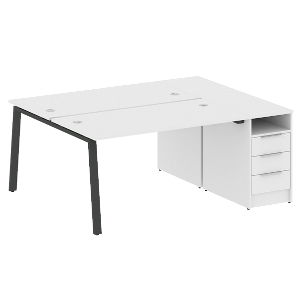 Metal System Р. ст. с тумбой на А-образном м/к БА.РС-СТП-2.3 Белый/Антрацит металл 1812*1475*750 - Вид 1