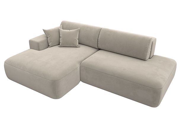 Диван угловой Лига-036 Модерн левый угол Микровельвет бежевый - Вид 5