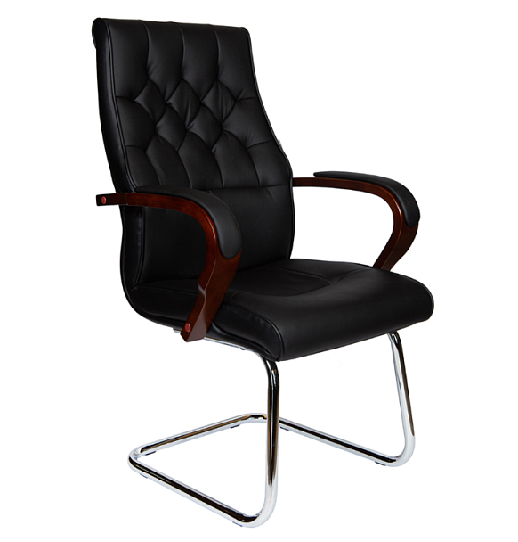 Кресло офисное Боттичелли CF / дерево / черная кожа - Вид 1