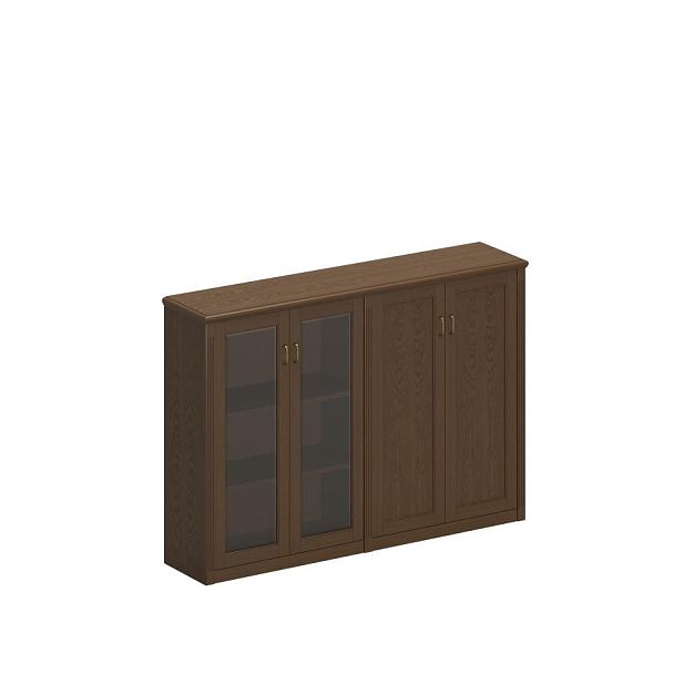 Шкаф для документов средний комбинированный (1 с деревянными дверями 1 со стеклянными дверями) Perseo ПС 322 ДМ дуб мелвилл - Вид 1