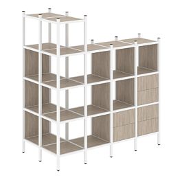 Loft Угловой внешний стеллаж наборный VR.L-57 Дуб аттик/Белый металл 862*1694*1869 - Фото предпросмотра