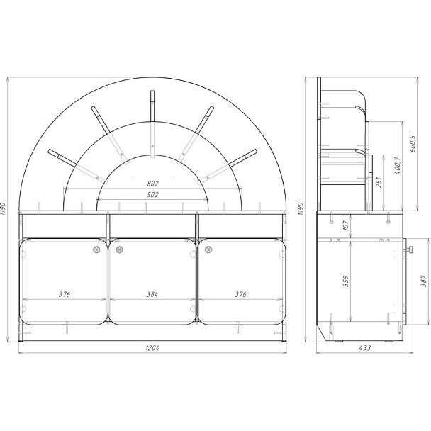 Стенка модульная Радуга, модуль 2, цветной фасад - Вид 2