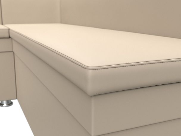 Кухонный угловой диван Уют левый (полностью экокожа бежевая) - Вид 4