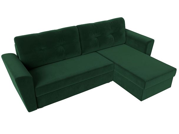 Угловой диван Амстердам Лайт правый (полностью велюр зеленый) - Вид 5