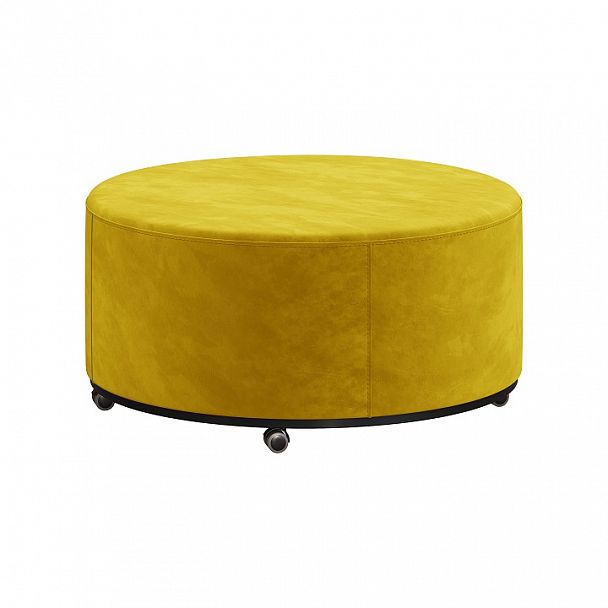 Пуф БОНО на колесной опоре БН-8035-К 800*800*385  велюр цвет желтый кат.3 "Мягкая мебель для кабинета" ТК-002920003278 желтый - Вид 1