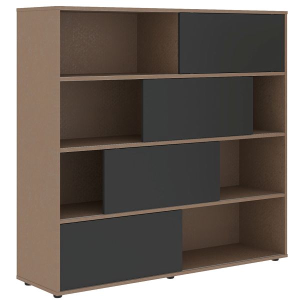 Шкаф с дверьми купе VMCS 1615 Яшма черный/Кобра 1600х450х1517 VELION - Вид 1