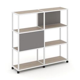 Shelf Mobile Стеллаж 4 уровня 2 секции VR.LT-STK-412.06 Дуб Аттик/Металл Белый/W-11 1170*400*1523 - Фото предпросмотра