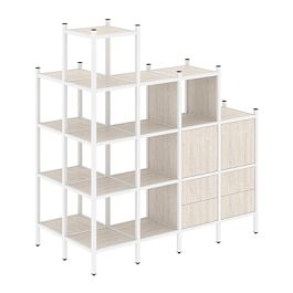 Loft Угловой внешний стеллаж наборный VR.L-58 Денвер светлый/Белый металл 862*1694*1869 - Фото предпросмотра