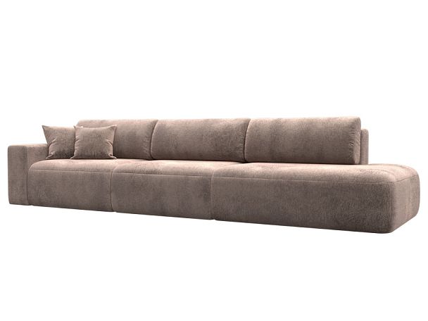 Диван прямой Лига-036 НПБ Модерн Лонг подлокотник слева Велюр бежевый - Вид 1