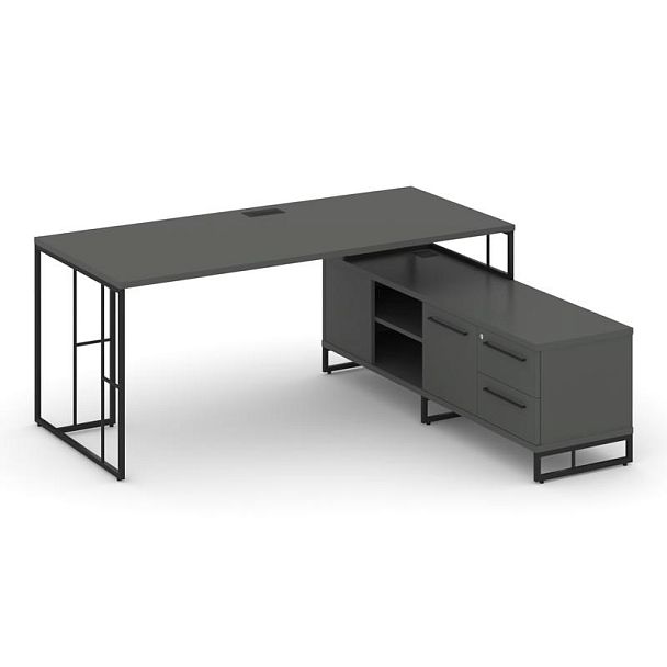 Rift Direct Стол руководителя на опорной тумбой RF.SRT-24 (R) Антрацит/Металл Черный 1580*1600*750 - Вид 1
