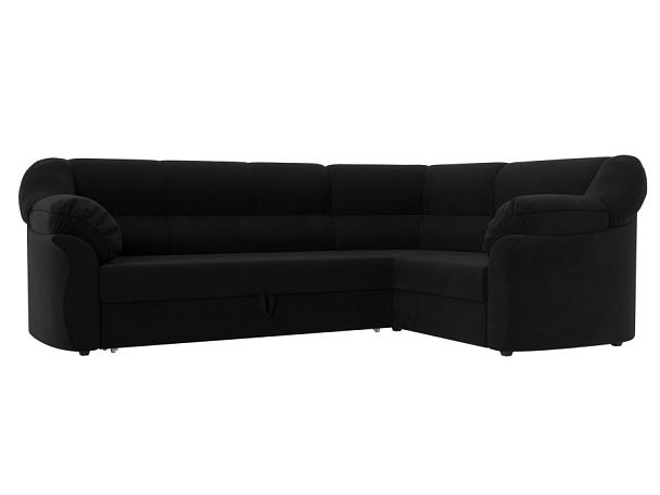 Диван угловой Карнелла правый (полностью микровельвет черный) - Вид 1