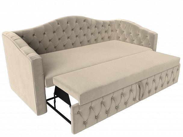 Прямой диван Мечта (полностью микровельвет бежевый) - Вид 6