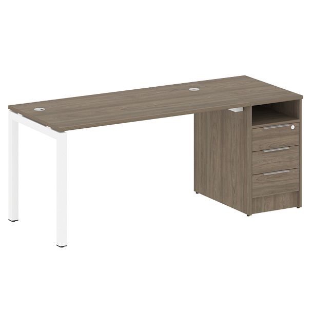 Metal System Quattro Р. ст. с тумбой на П-образном м/к 50БП.РС-СТП-1.3 Вяз/Белый металл 1812*720*750 - Вид 1