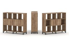 Стайл Проджект Набор стеллажа 1 сторон., 3 яр. SN.NS-341 Дуб Табак/Металл Антрацит 1488*400*1248 - Фото предпросмотра