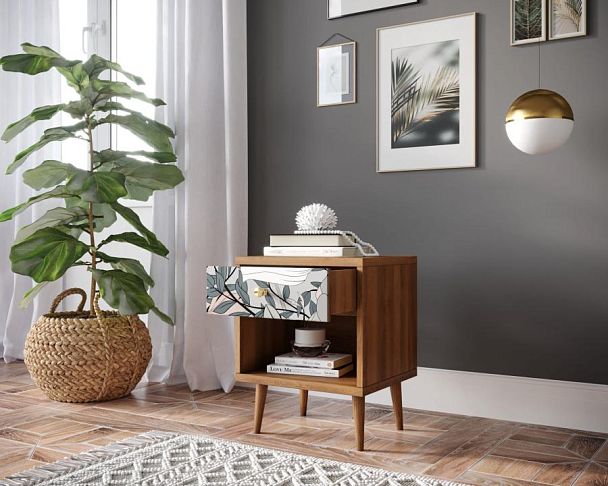 Тумбочка Berber с открытой полкой 50 принт арт BB33/Print_50, разноцветная - Вид 2