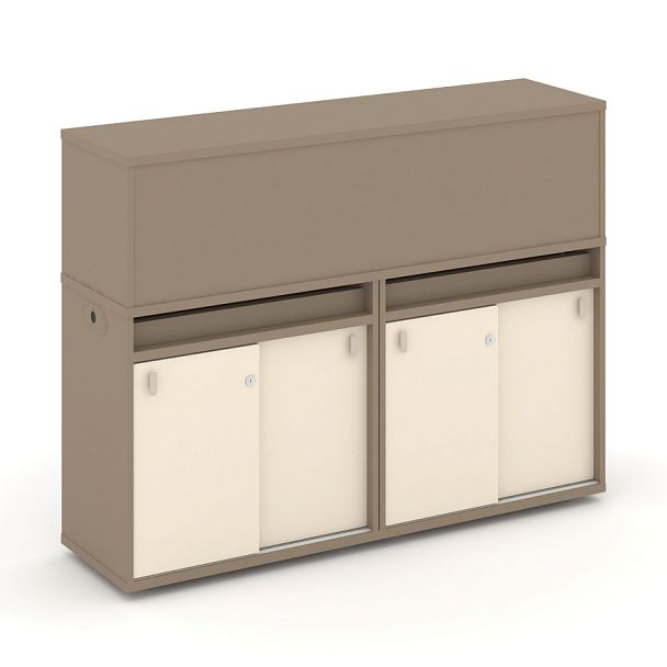 Estetica Набор №5. Тумба двойная+низкая надставка ES.NB.2N-5 Латте/Сатин 1500*410*1135 - Вид 1