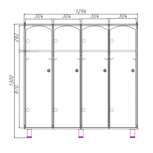 Шкафчик для одежды 4-секционный малый (цветной) - Вид 2