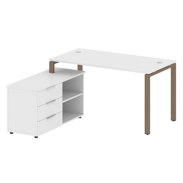Metal System Р. ст. с тумбой на П-образном м/к БП.РС-СТС-2.3 (L) Белый/Мокко металл 1500*1520*750 - Вид 1
