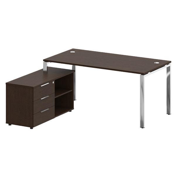 Metal System Direct Стол руковододителя с тумбой левый БГ.СРТ-4.8 (L) Венге/Нерж. сталь 1700*1620*750 - Вид 1