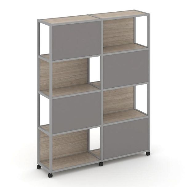 Shelf Mobile Стеллаж 5 уровней 2 секции VR.LT-STK-516.08 Дуб Аттик/Металл Серый/W-11 1570*400*2000 - Вид 1