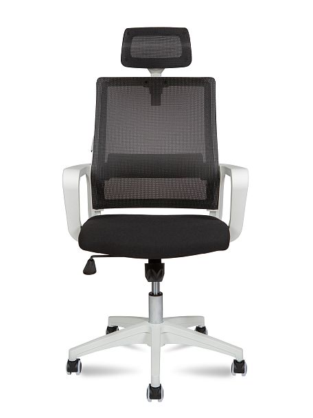 Кресло Бит / белый пластик / черная сетка / черная ткань - Вид 2